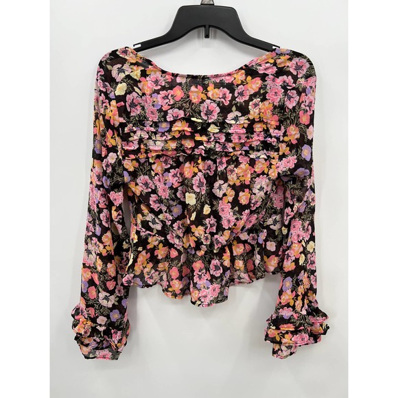 Free People Women's Maybel Blouse Size XS in Black Floral Print - Picture 3 of 6